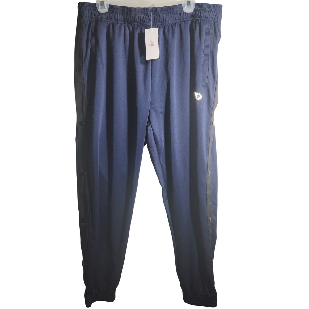 Baleaf Navy Blue Track Pants Snap‎ Button Side Athletic Joggers XXL